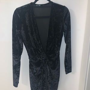Black Velvet plunge mini dress